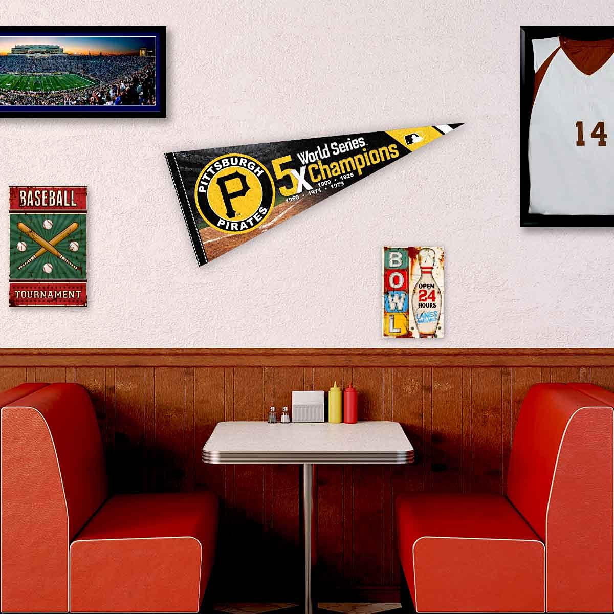 WinCraft Pirates 5 Time Champions Pennant Flag - Sports Collectibles, Sports Memorabilia, Sports Fan Shop, Sports Gifts