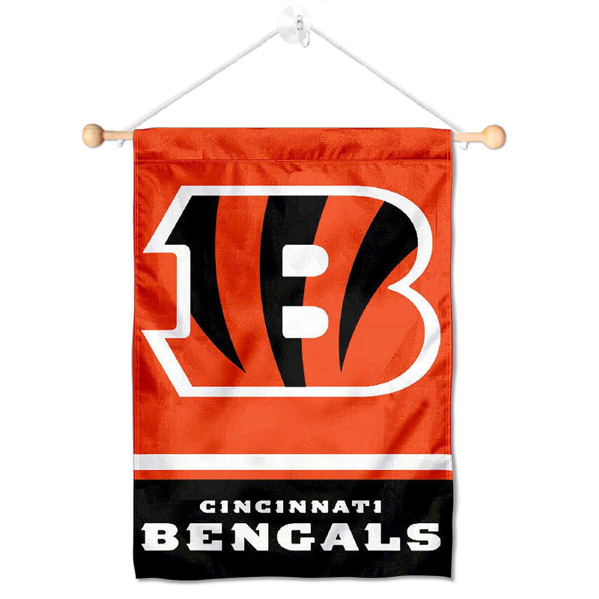 Cincinnati Bengals Banner Window Wall Hanging Flag with Suction Cup - Sports Collectibles, Sports Memorabilia, Sports Fan Shop, Sports Gifts