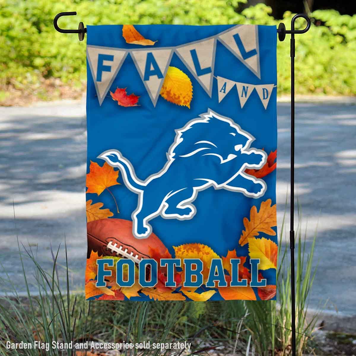 WinCraft Detroit Lions Fall Leaves Decorative Football Garden Flag Double Sided Banner - Sports Collectibles, Sports Memorabilia, Sports Fan Shop, Sports Gifts