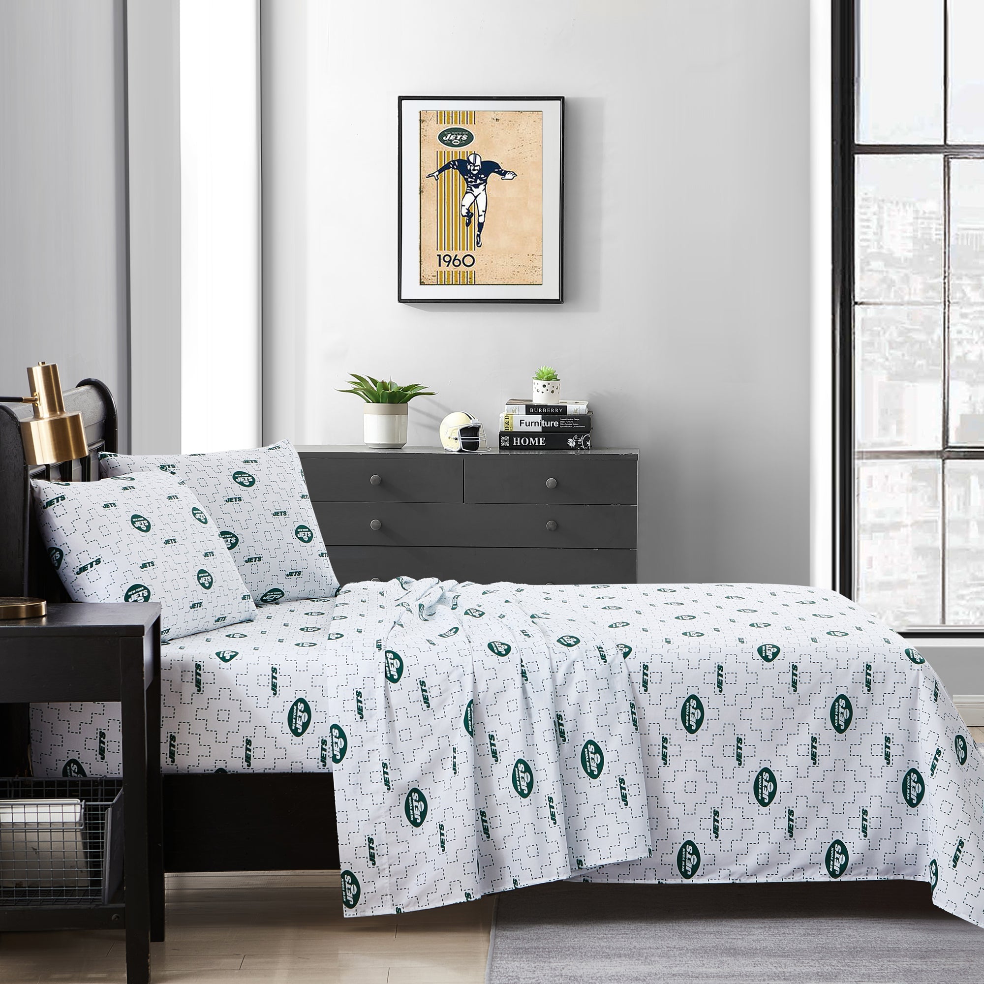 New York Jets Scatter Sheet Set Queen