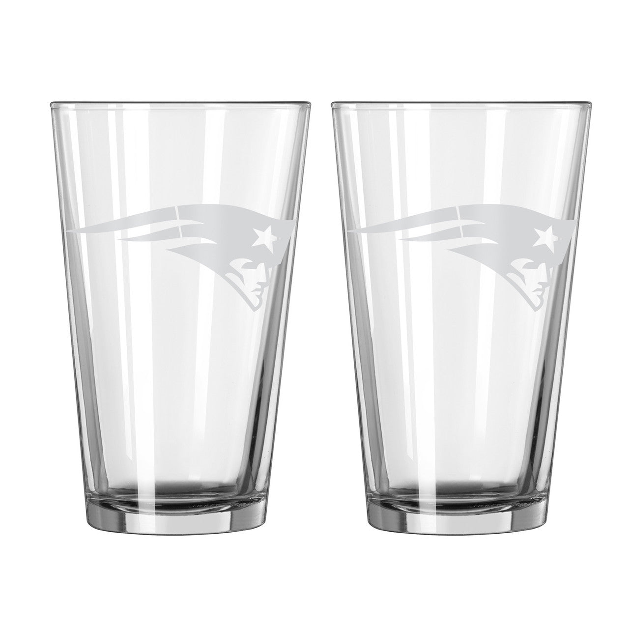 New England Patriots Glass Pint Frost Design 2 Piece Set - Sports Collectibles, Sports Memorabilia, Sports Fan Shop, Sports Gifts