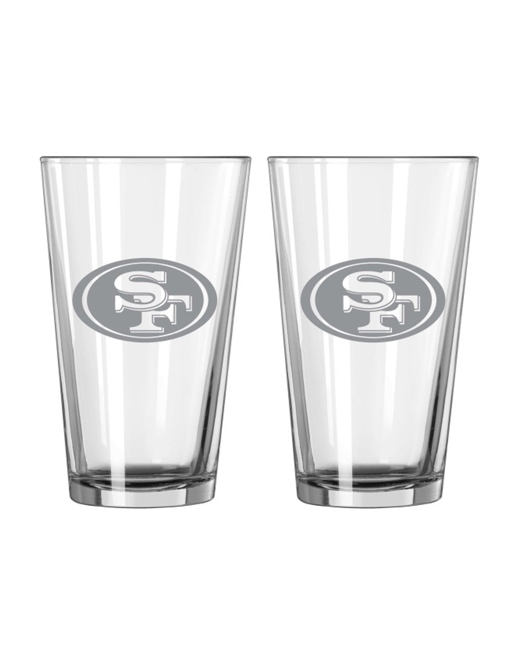San Francisco 49ers Glass Pint Frost Design 2 Piece Set - Sports Collectibles, Sports Memorabilia, Sports Fan Shop, Sports Gifts