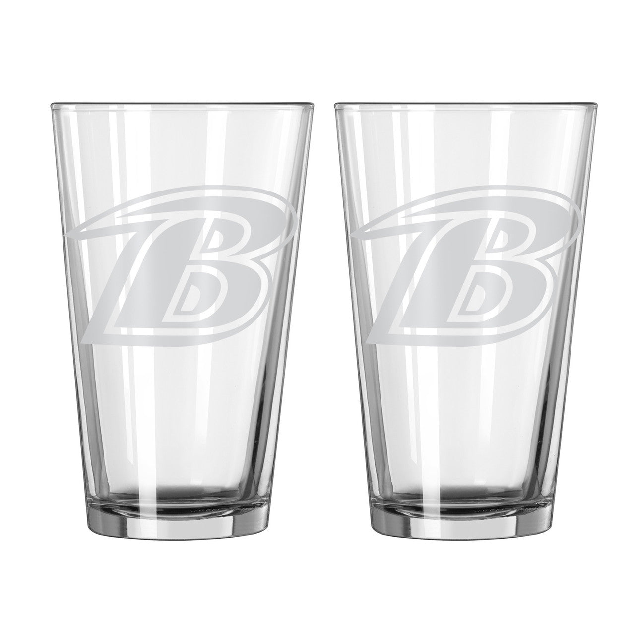 Baltimore Ravens Glass Pint Frost Design 2 Piece Set - Sports Collectibles, Sports Memorabilia, Sports Fan Shop, Sports Gifts