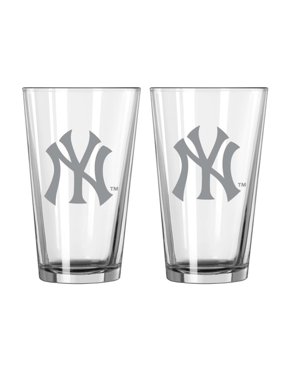 New York Yankees Glass Pint Frost Design 2 Piece Set - Sports Collectibles, Sports Memorabilia, Sports Fan Shop, Sports Gifts