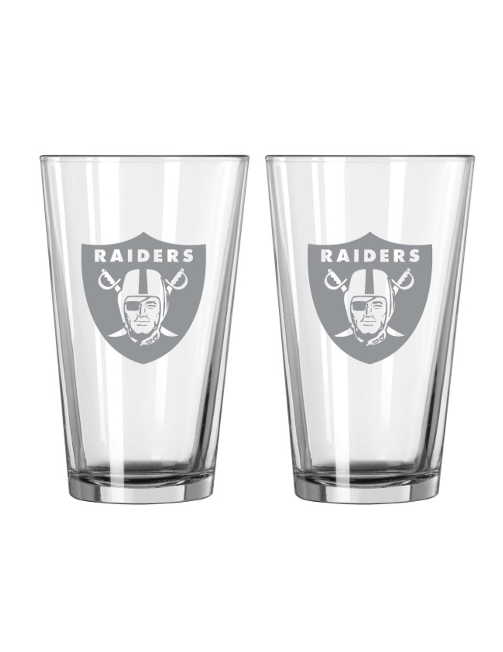Las Vegas Raiders Glass Pint Frost Design 2 Piece Set - Sports Collectibles, Sports Memorabilia, Sports Fan Shop, Sports Gifts