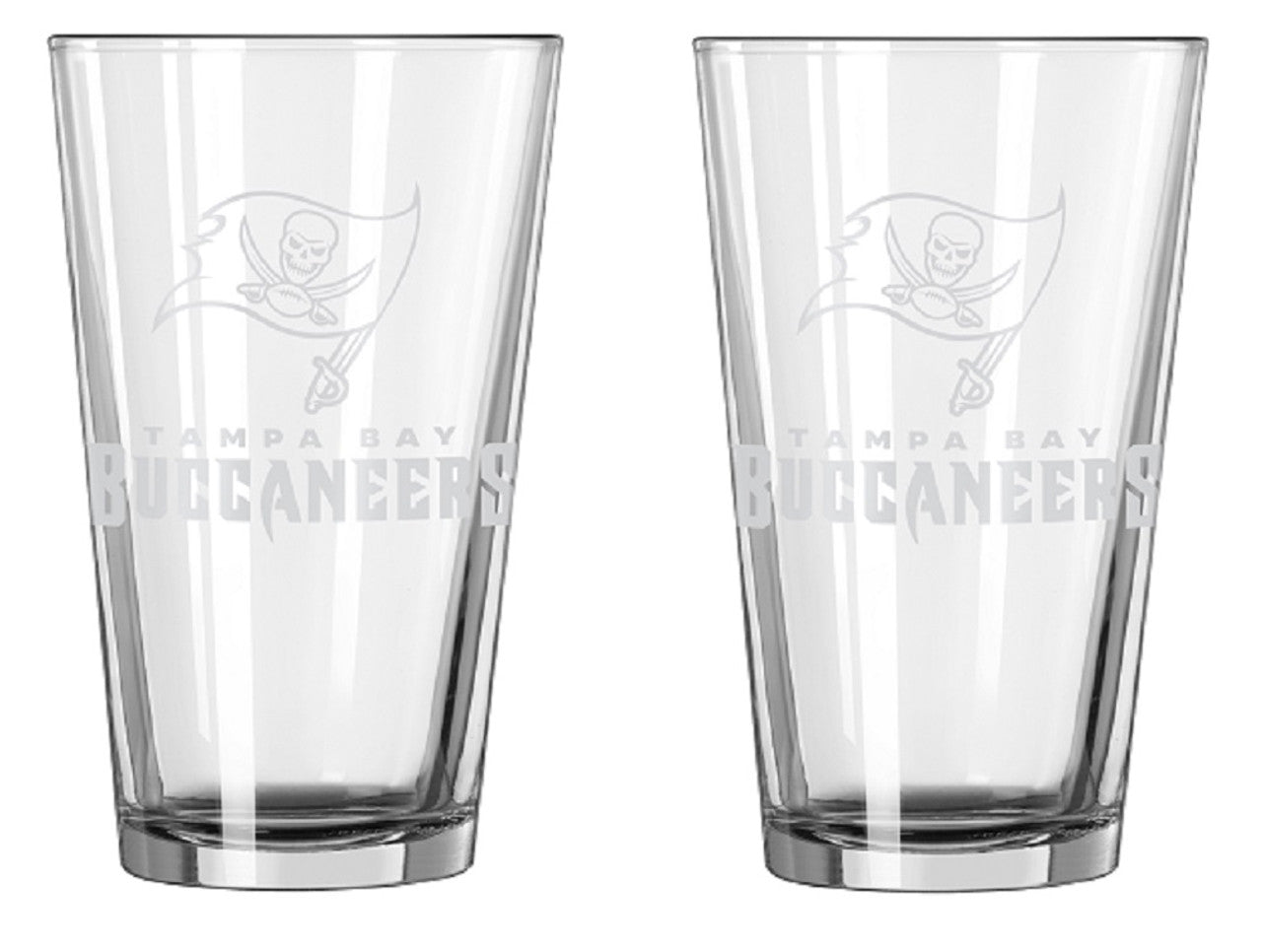 Tampa Bay Buccaneers Glass Pint Frost Design 2 Piece Set - Sports Collectibles, Sports Memorabilia, Sports Fan Shop, Sports Gifts