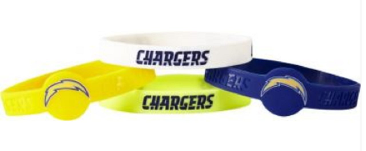 Los Angeles Chargers Bracelets 4 Pack Silicone - Sports Collectibles, Sports Memorabilia, Sports Fan Shop, Sports Gifts