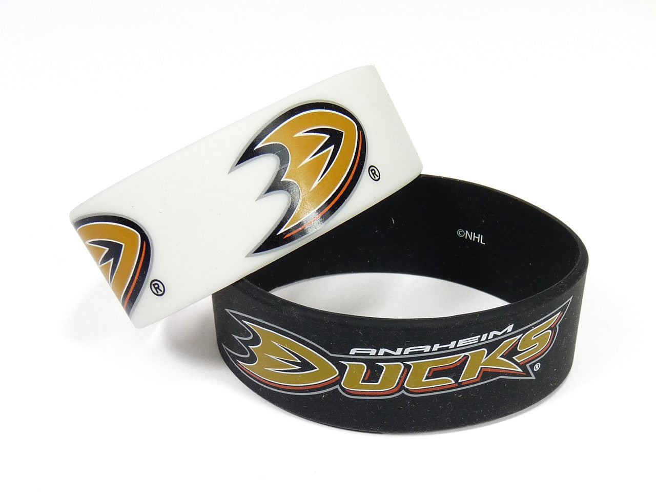 Anaheim Ducks Bracelets - 2 Pack Wide - Special Order - Sports Collectibles, Sports Memorabilia, Sports Fan Shop, Sports Gifts