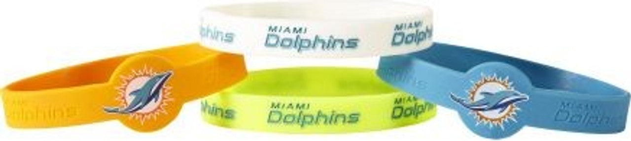 Miami Dolphins Bracelets 4 Pack Silicone - Sports Collectibles, Sports Memorabilia, Sports Fan Shop, Sports Gifts