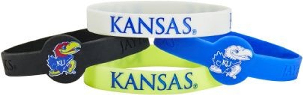 Kansas Jayhawks Bracelets - 4 Pack Silicone - Special Order - Sports Collectibles, Sports Memorabilia, Sports Fan Shop, Sports Gifts