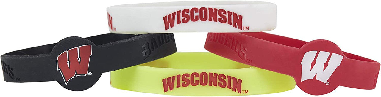 Wisconsin Badgers Bracelets 4 Pack Silicone - Sports Collectibles, Sports Memorabilia, Sports Fan Shop, Sports Gifts