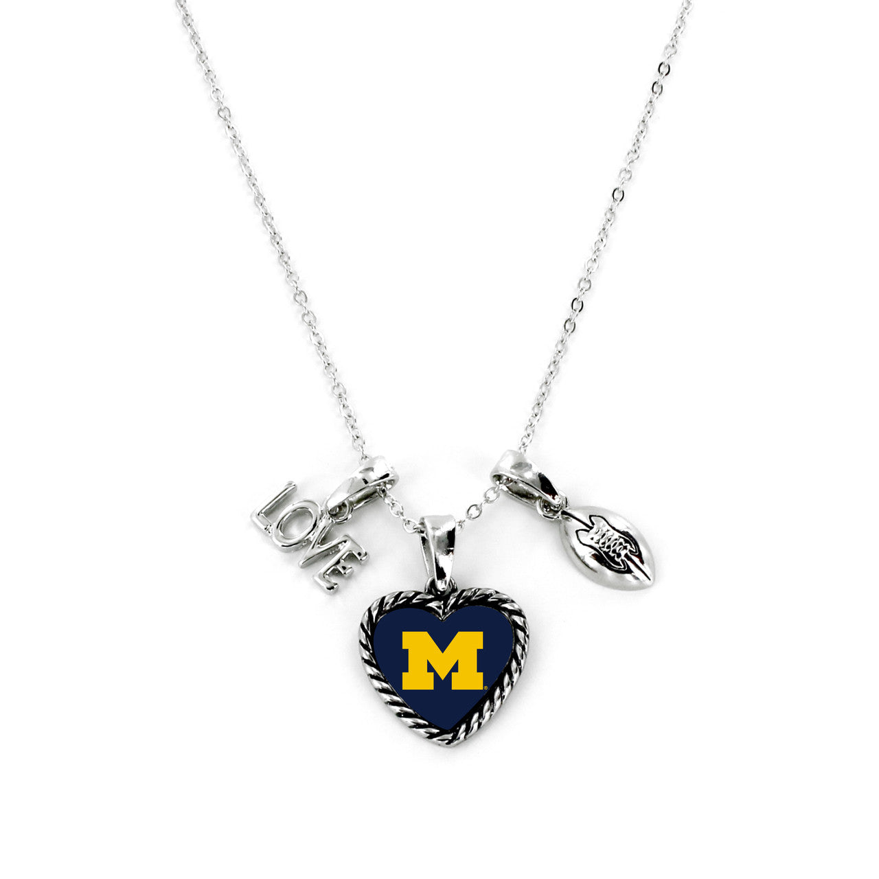 Michigan Wolverines Necklace Charmed Sport Love Football - Sports Collectibles, Sports Memorabilia, Sports Fan Shop, Sports Gifts