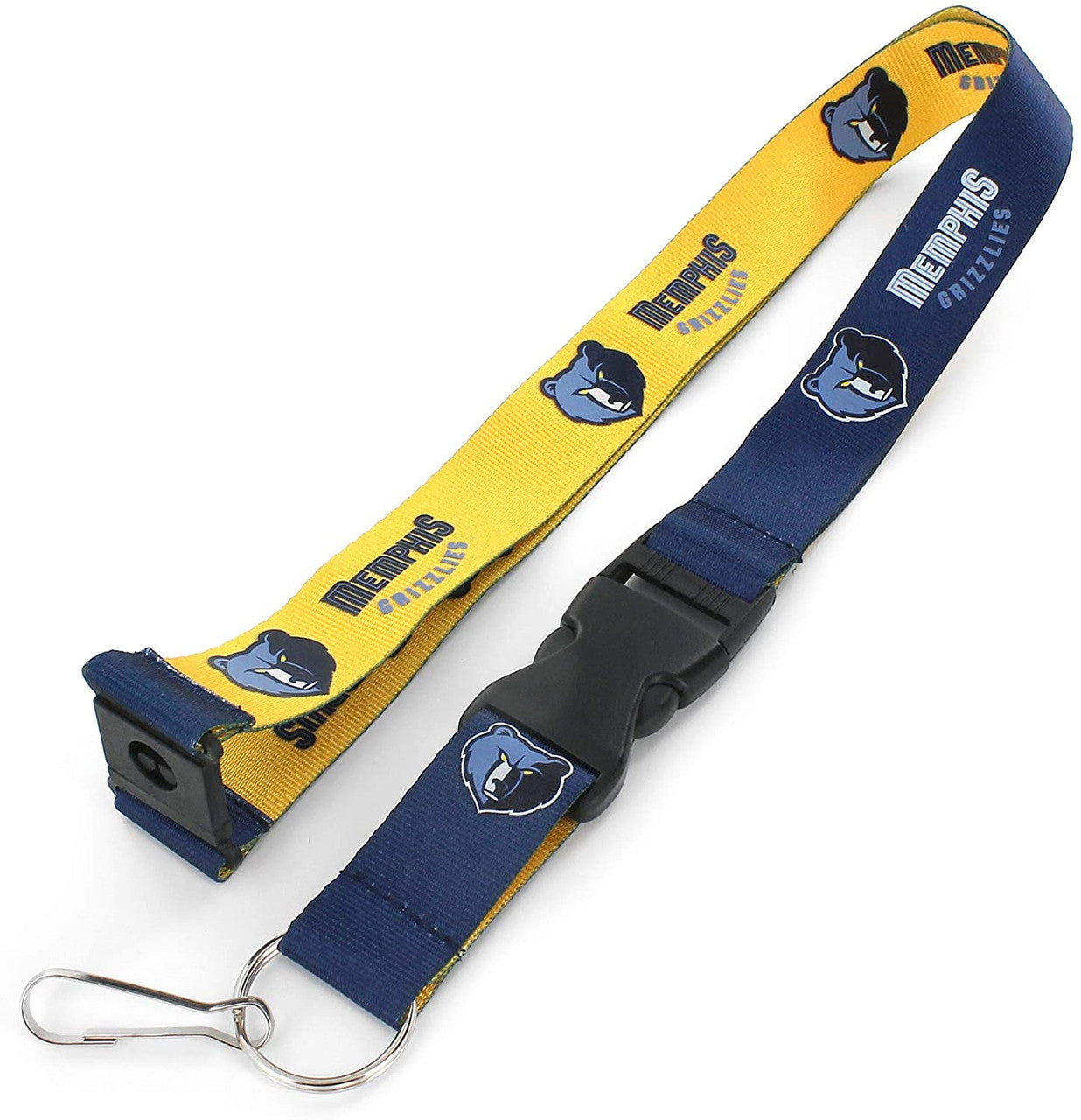 Memphis Grizzlies Lanyard Reversible Blue and Yellow Special Order - Sports Collectibles, Sports Memorabilia, Sports Fan Shop, Sports Gifts