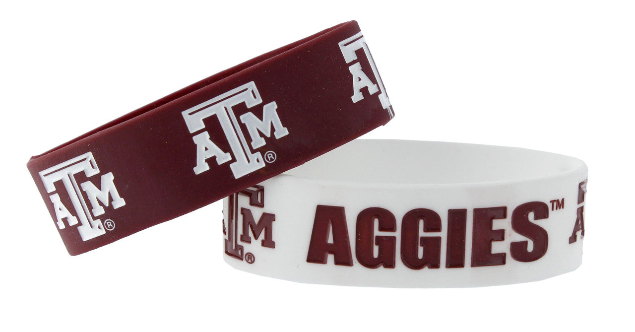 Texas A&M Aggies Bracelets - 2 Pack Wide - Special Order - Sports Collectibles, Sports Memorabilia, Sports Fan Shop, Sports Gifts