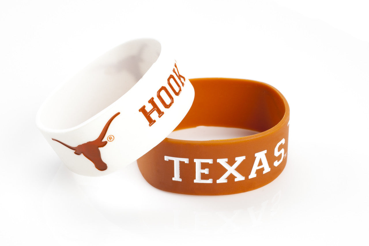 Texas Longhorns Bracelets - 2 Pack Wide - Sports Collectibles, Sports Memorabilia, Sports Fan Shop, Sports Gifts