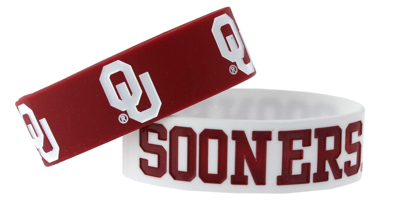 Oklahoma Sooners Bracelets - 2 Pack Wide - Sports Collectibles, Sports Memorabilia, Sports Fan Shop, Sports Gifts