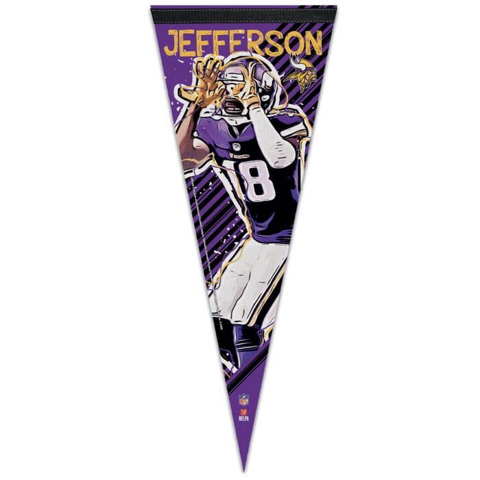 Minnesota Vikings Griddy Premium Pennant 12" x 30" Justin Jefferson - Sports Collectibles, Sports Memorabilia, Sports Fan Shop, Sports Gifts