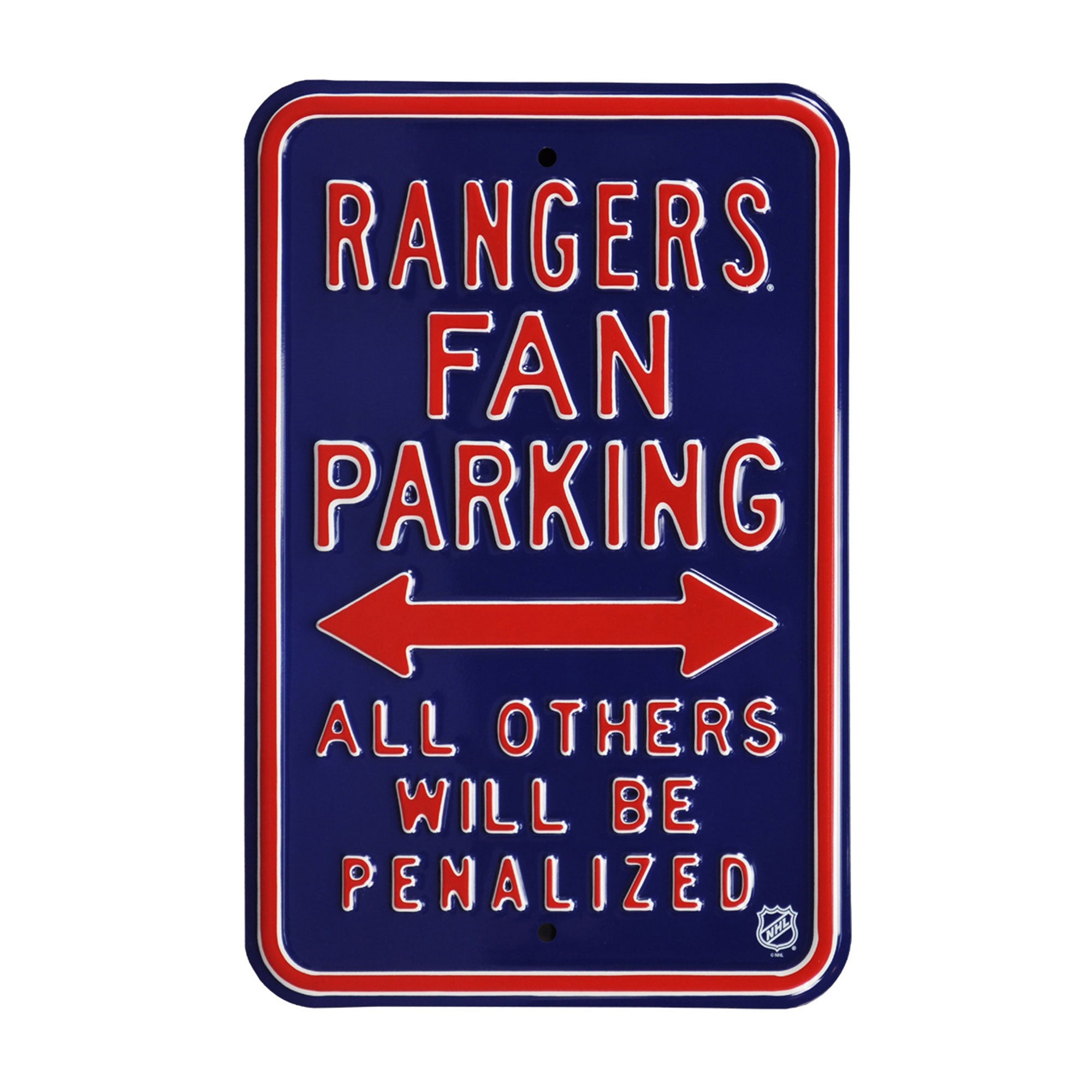 New York Rangers - ALL OTHER FANS PENALIZED - Embossed Steel Parking Sign