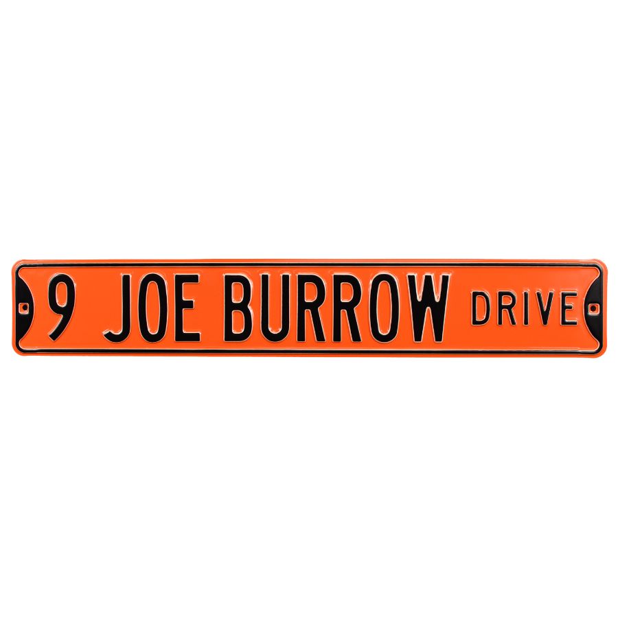 Cincinnati Bengals - 9 JOE BURROW DR - Embossed Steel Street Sign