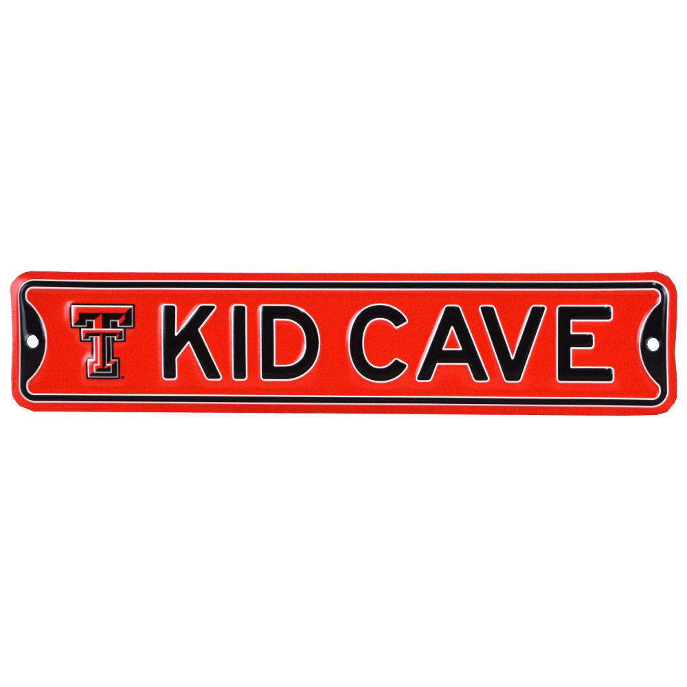 Texas Tech - KID CAVE -Steel Embossed NCAA Mini Street Sign