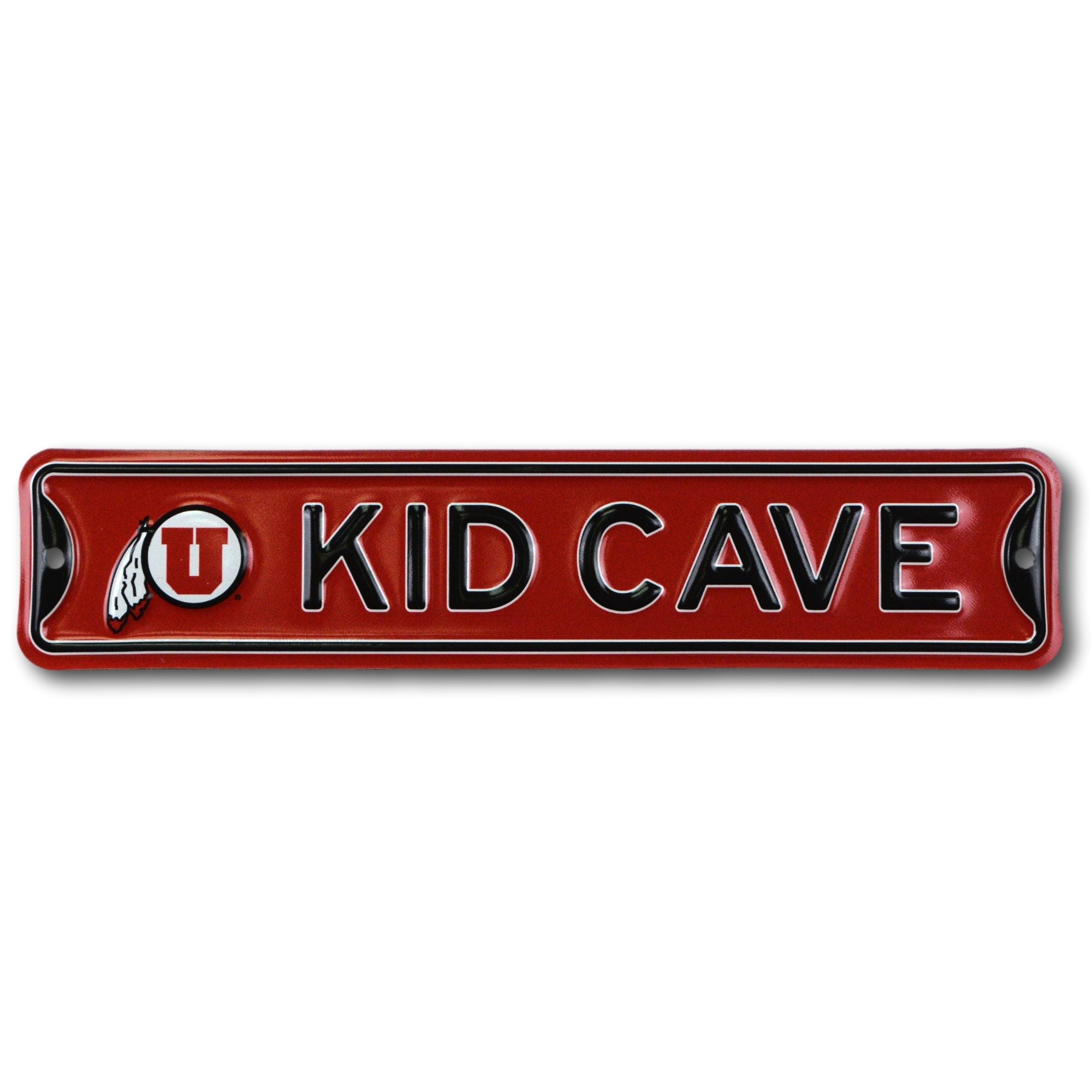 Utah Utes - KID CAVE -Steel Embossed NCAA Mini Street Sign