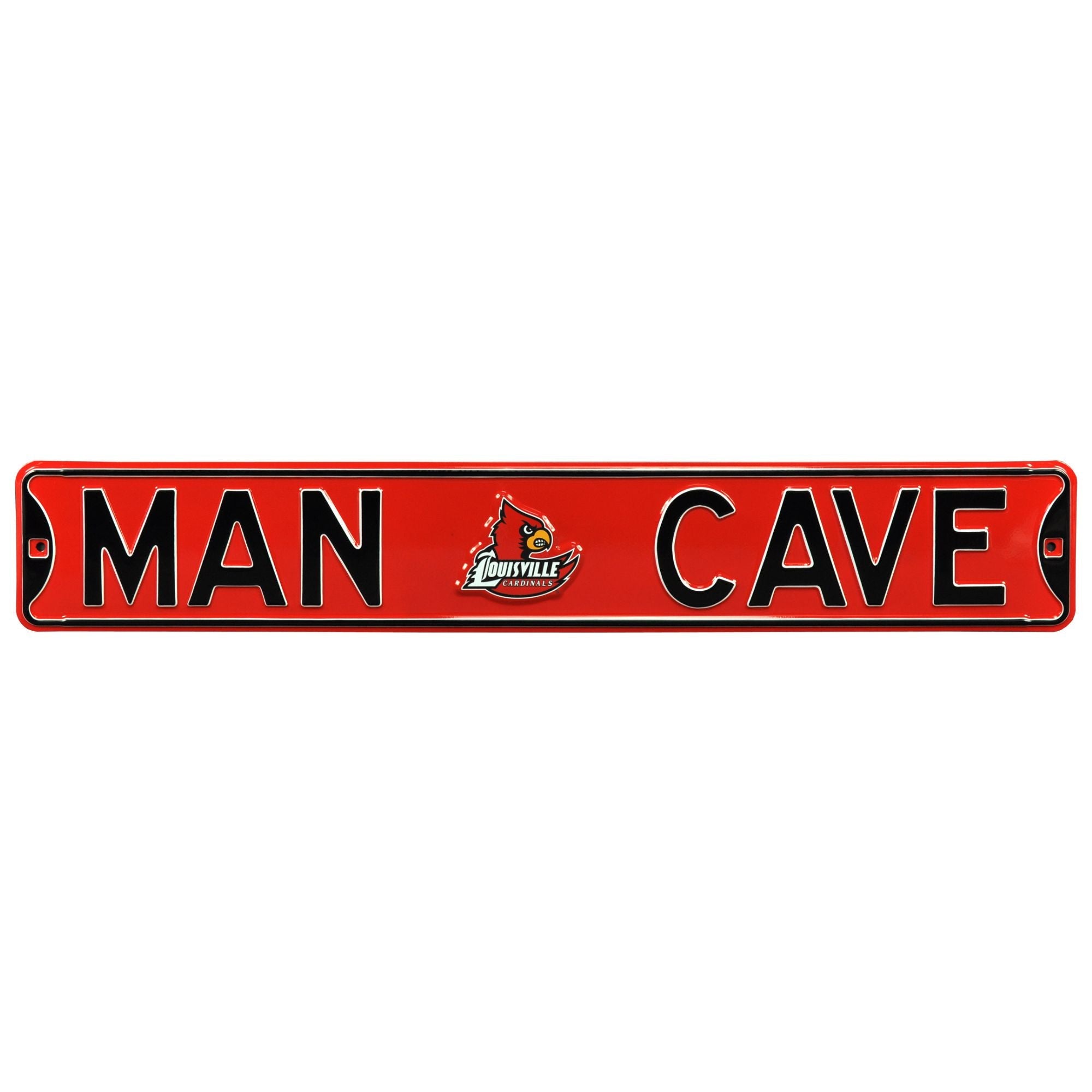 Louisville Cardinals - MAN CAVE - Embossed Steel Street Sign