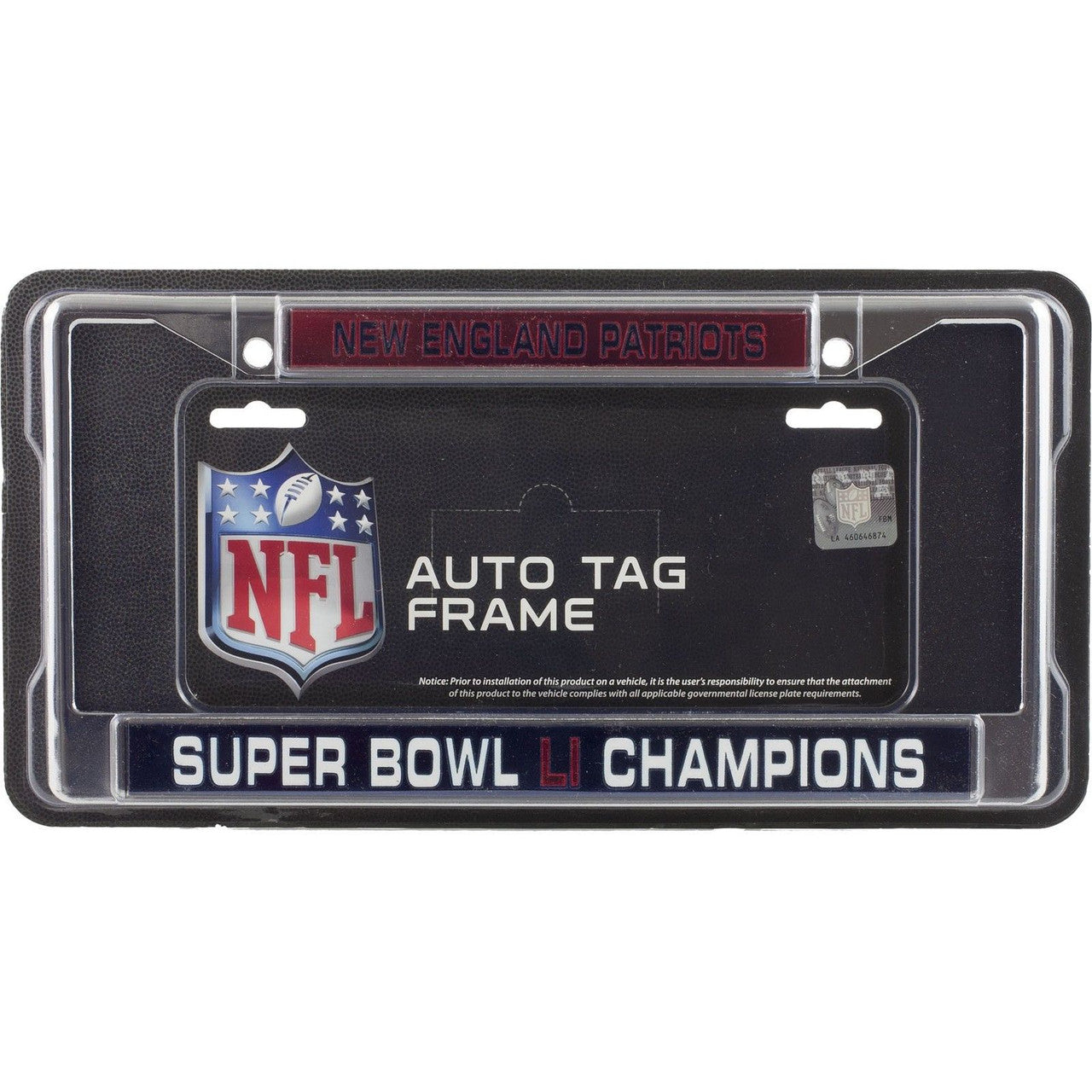 New England Patriots License Plate Frame Laser Chrome Super Bowl 51 Champions - Sports Collectibles, Sports Memorabilia, Sports Fan Shop, Sports Gifts