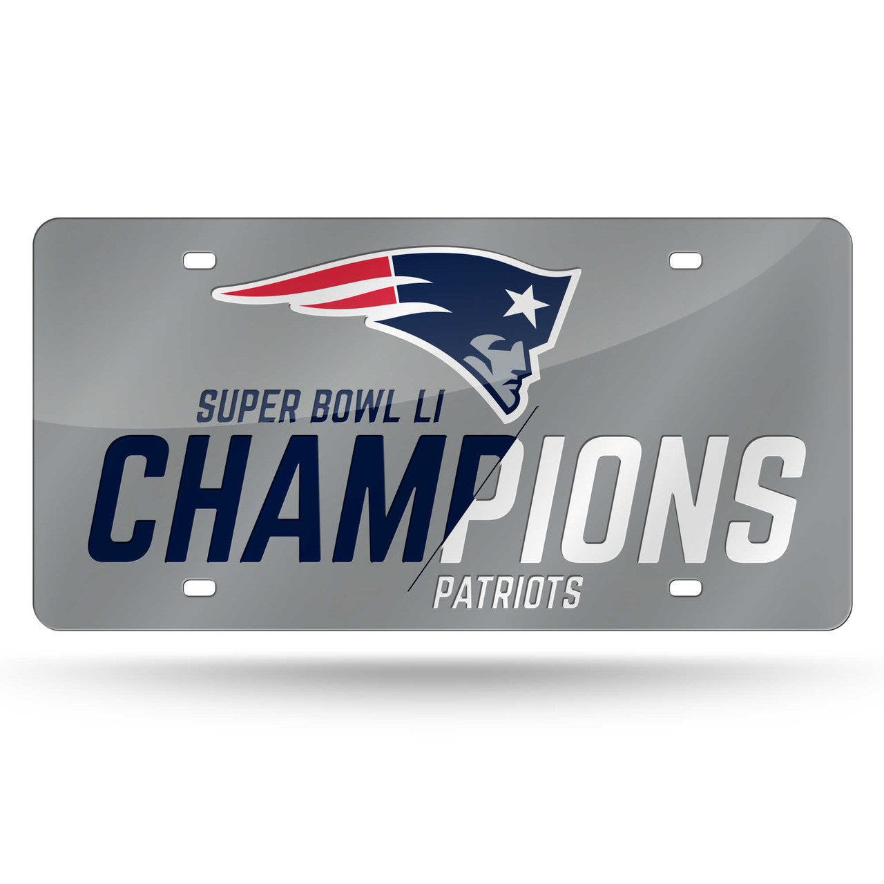 New England Patriots License Plate Laser Cut Silver Super Bowl 51 Champ - Sports Collectibles, Sports Memorabilia, Sports Fan Shop, Sports Gifts