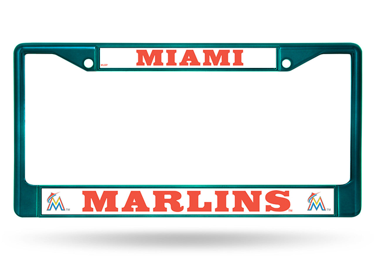 Miami Marlins License Plate Frame Metal Aqua - Special Order - Sports Collectibles, Sports Memorabilia, Sports Fan Shop, Sports Gifts