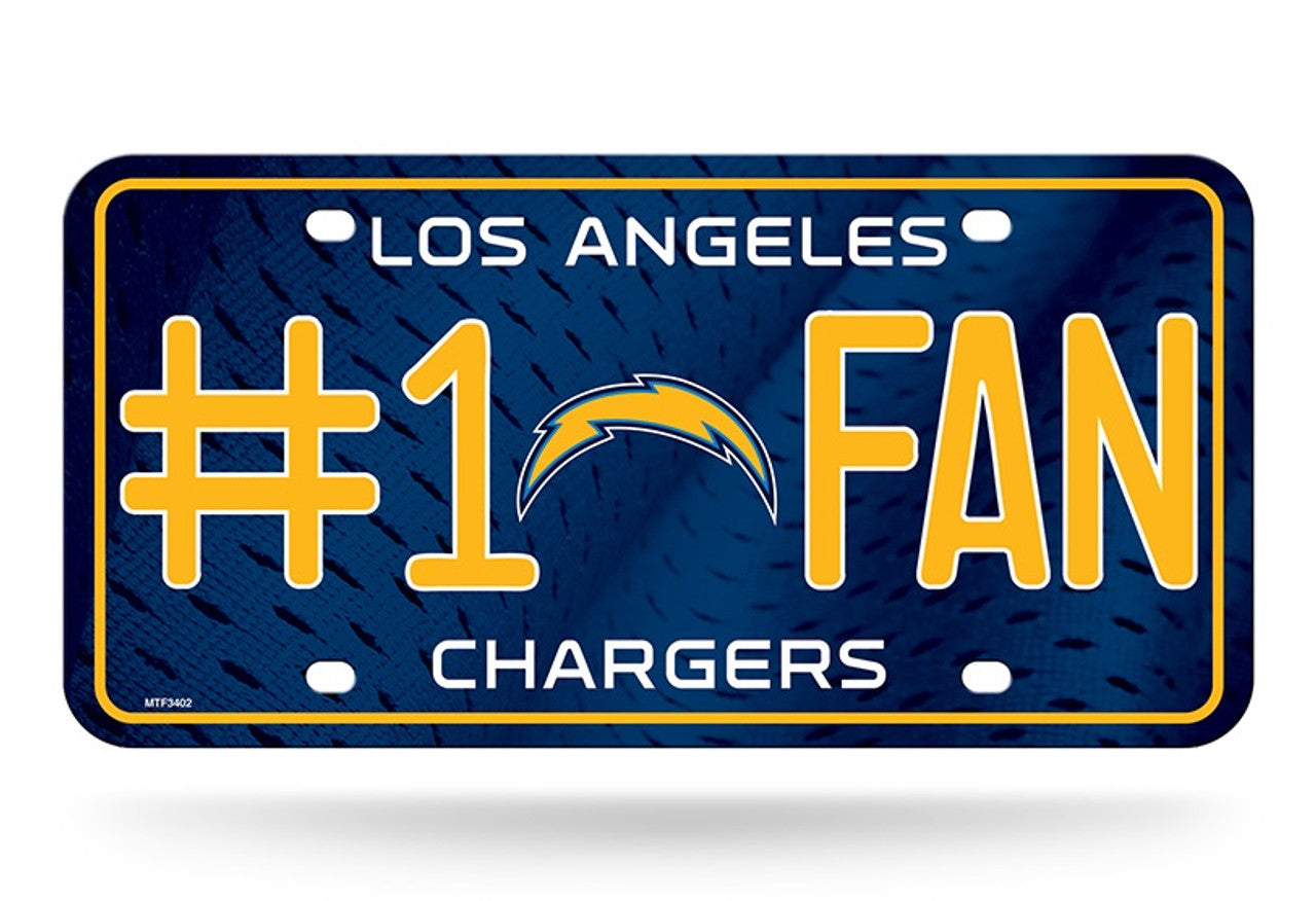 Los Angeles Chargers License Plate #1 Fan - Sports Collectibles, Sports Memorabilia, Sports Fan Shop, Sports Gifts