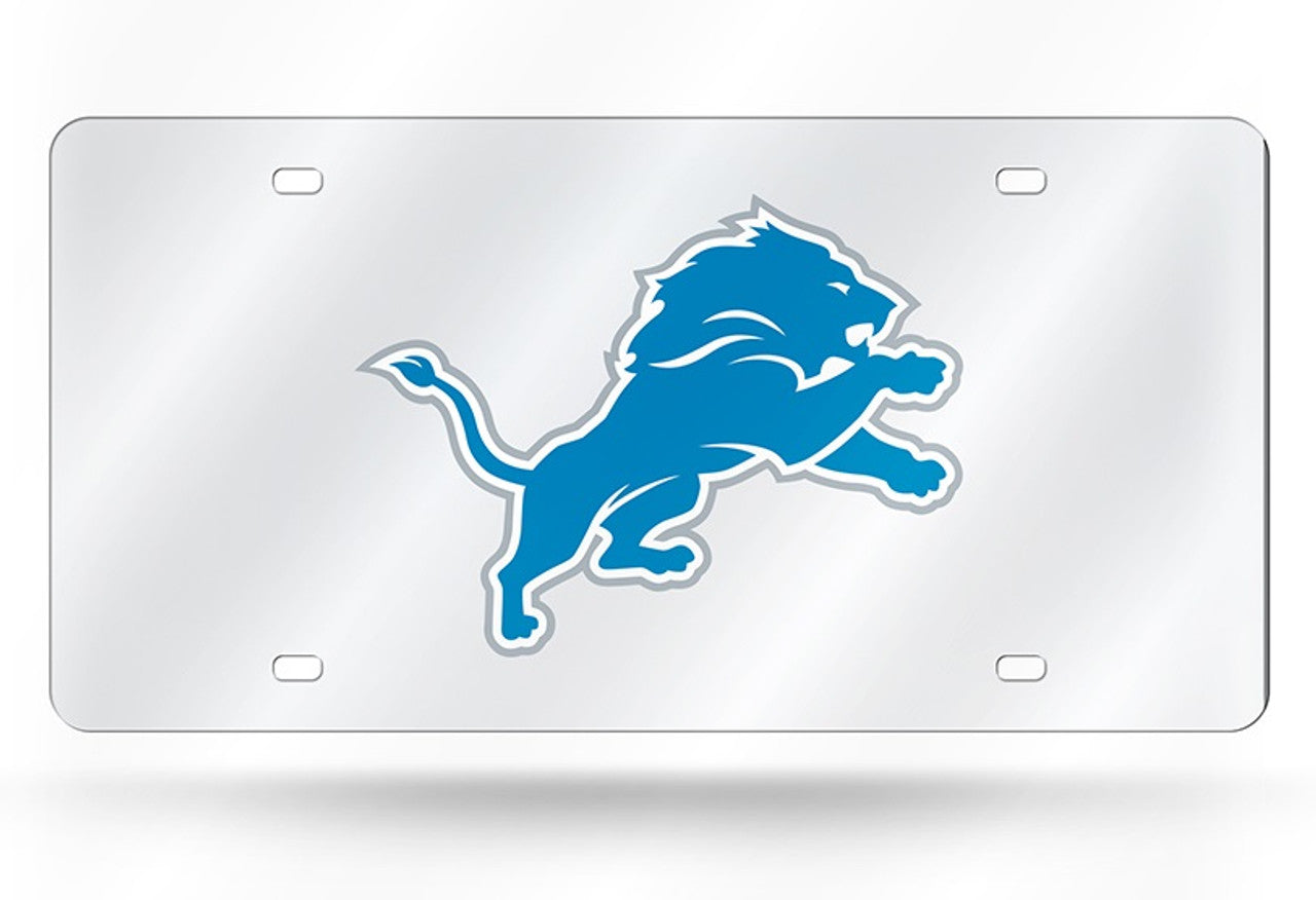 Detroit Lions License Plate Laser Cut Silver - Sports Collectibles, Sports Memorabilia, Sports Fan Shop, Sports Gifts