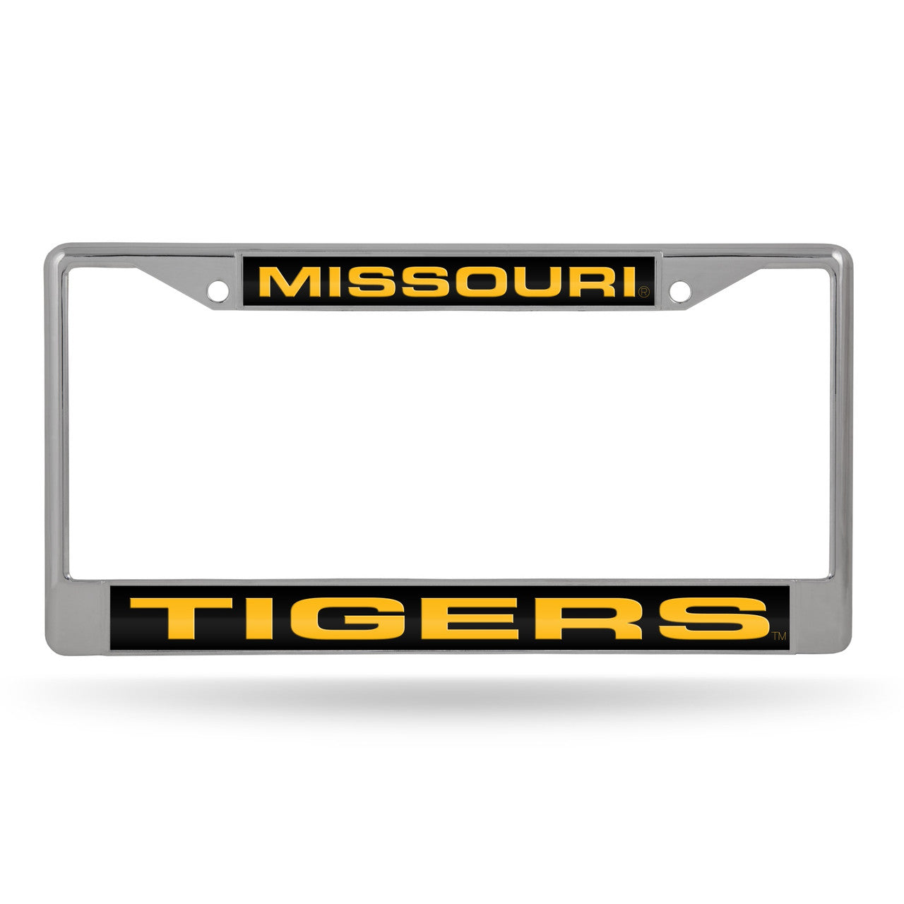 Missouri Tigers License Plate Frame Laser Cut Chrome Alternate Design - Sports Collectibles, Sports Memorabilia, Sports Fan Shop, Sports Gifts