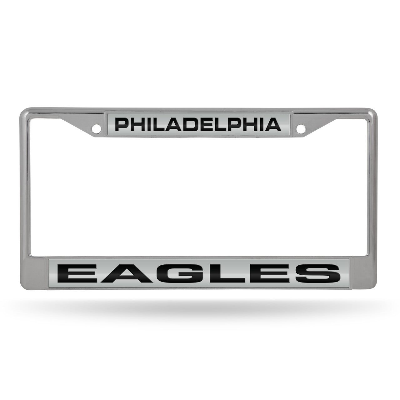 Philadelphia Eagles License Plate Frame Laser Cut Chrome Silver with Green Letters - Sports Collectibles, Sports Memorabilia, Sports Fan Shop, Sports Gifts
