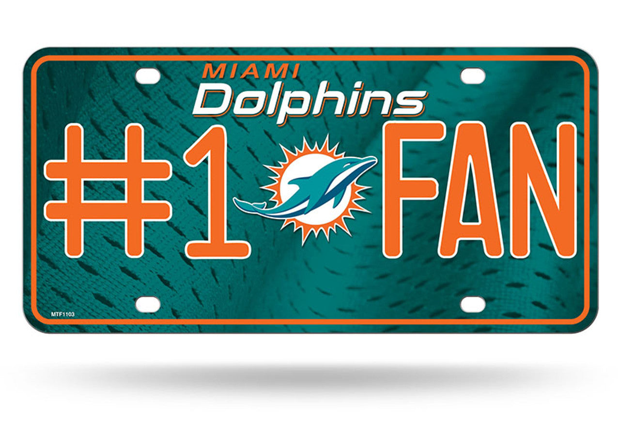 Miami Dolphins License Plate #1 Fan - Sports Collectibles, Sports Memorabilia, Sports Fan Shop, Sports Gifts