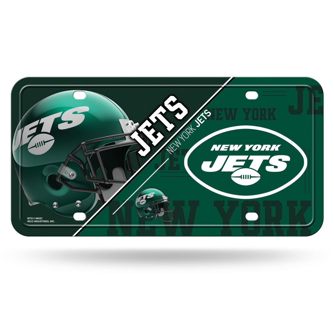 New York Jets License Plate Metal Alternate Design - Sports Collectibles, Sports Memorabilia, Sports Fan Shop, Sports Gifts