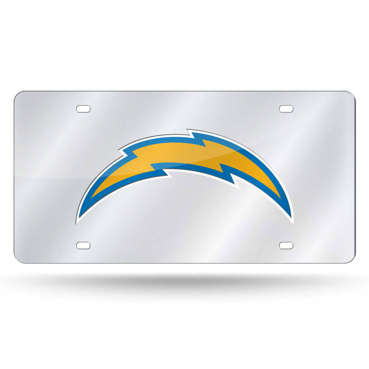 Los Angeles Chargers License Plate Laser Cut Silver Alternate Design - Sports Collectibles, Sports Memorabilia, Sports Fan Shop, Sports Gifts
