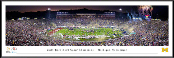 Michigan Wolverines 2024 Rose Bowl Champions CFP Semifinal Celebration Panorama - 757 Sports Collectibles
