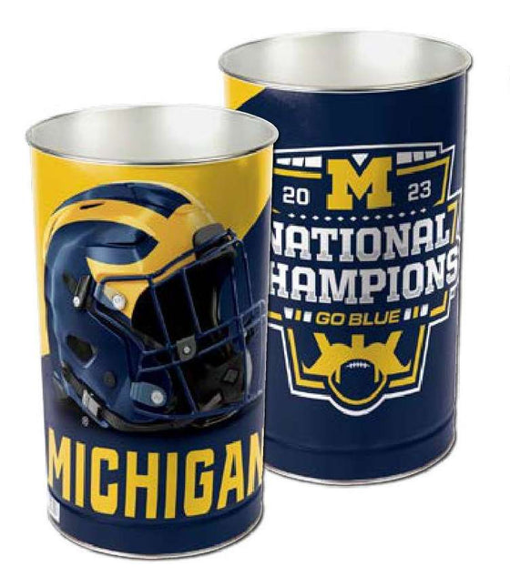 Michigan Wolverines 2024 CFP NCAA National Champs 16" Tapered Trash Can Wastebasket - 757 Sports Collectibles