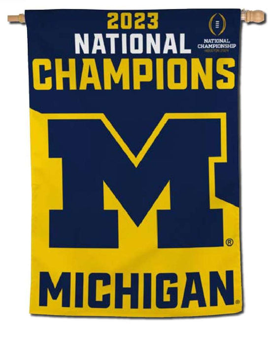 Michigan Wolverines 2024 CFP NCAA National Champs 28"x40" House Banner Flag - 757 Sports Collectibles