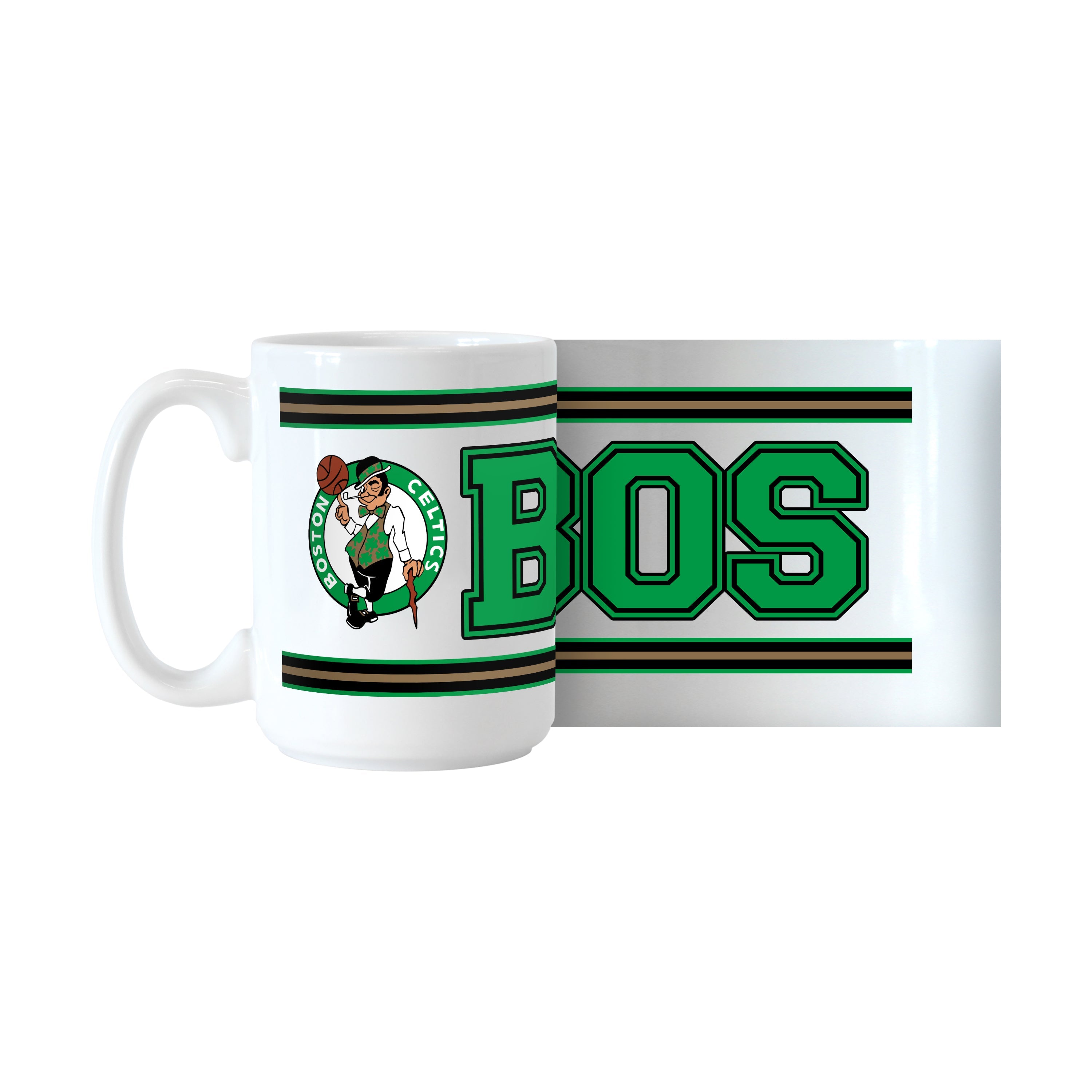 Boston Celtics 15oz Overtime Stripe Sublimated Mug - Sports Gifts, Sports Memorabilia, Sports Collectibles, Fan Shop