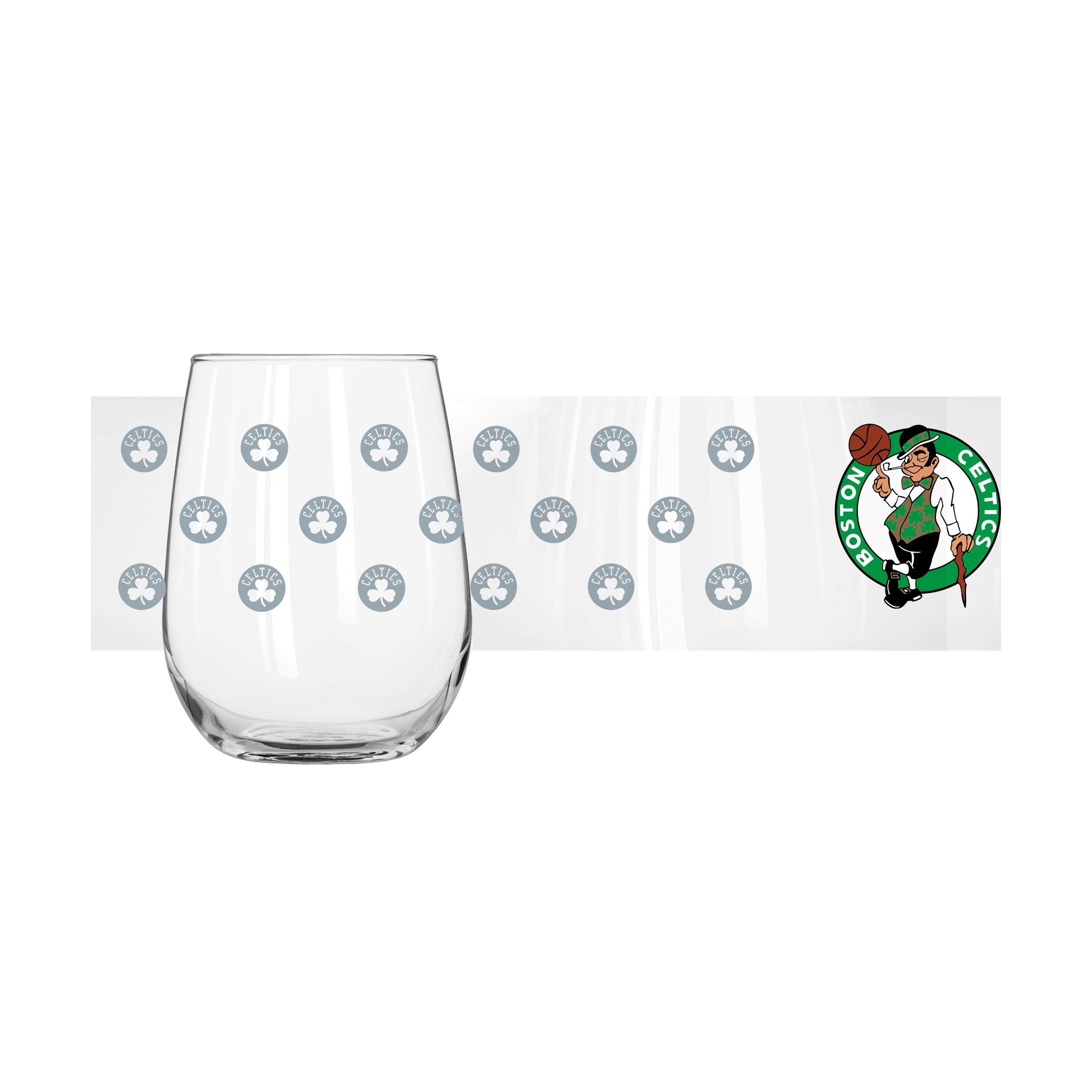 Boston Celtics 16oz Satin Etch Curved Beverage Glass - Sports Gifts, Sports Memorabilia, Sports Collectibles, Fan Shop