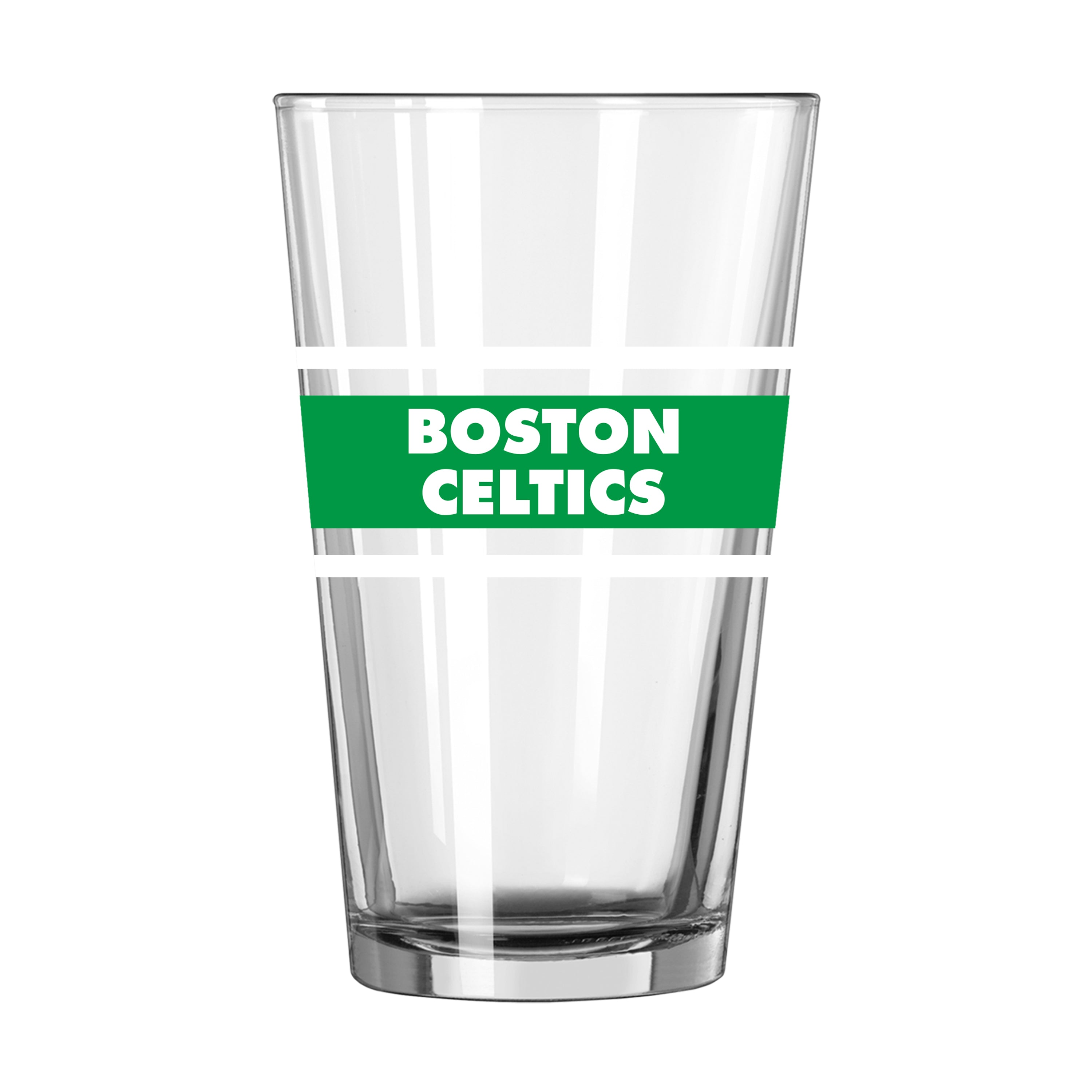 Boston Celtics 16oz Stripe Pint Glass - Sports Gifts, Sports Memorabilia, Sports Collectibles, Fan Shop