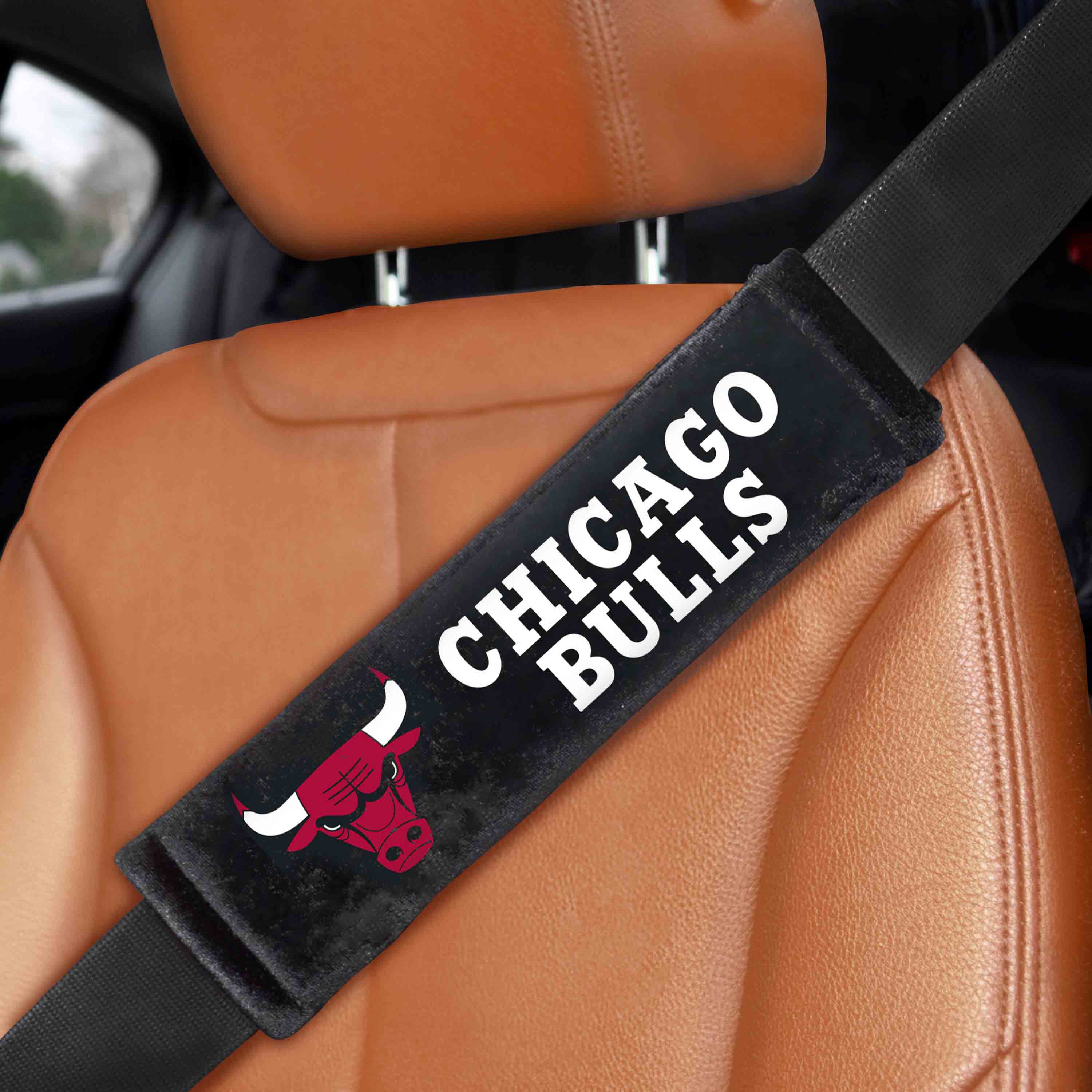 NBA - Chicago Bulls Embroidered Seatbelt Pad - Pair - Sports Gifts, Sports Memorabilia, Sports Collectibles, Fan Shop