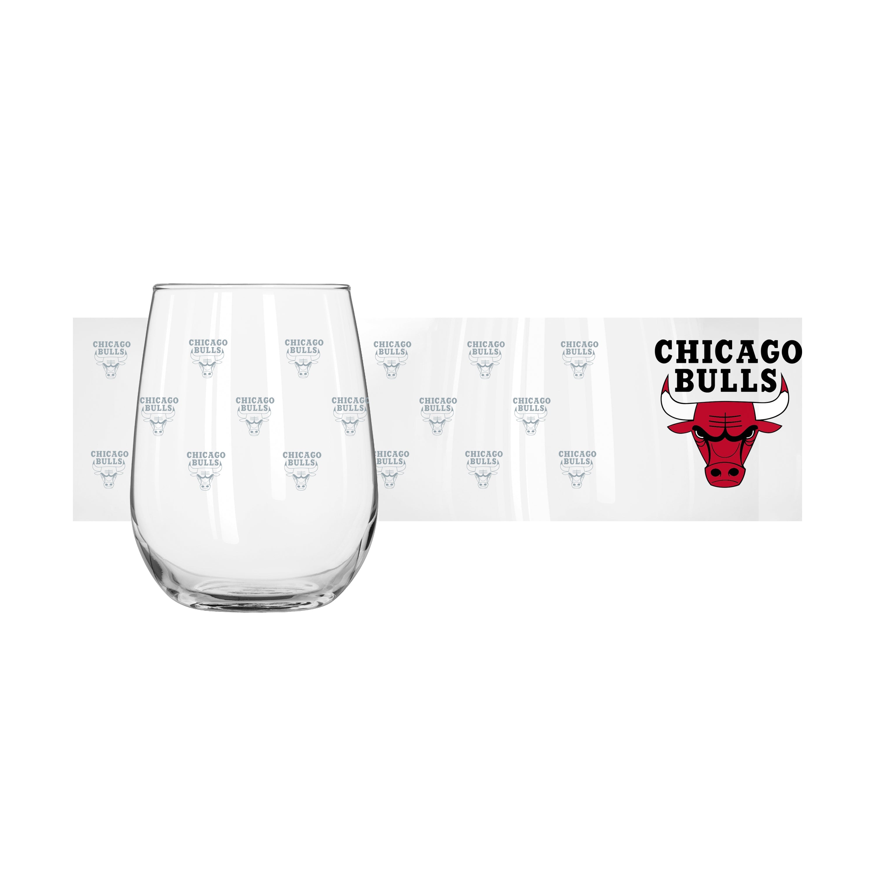 Chicago Bulls 16oz Satin Etch Curved Beverage Glass - Sports Gifts, Sports Memorabilia, Sports Collectibles, Fan Shop
