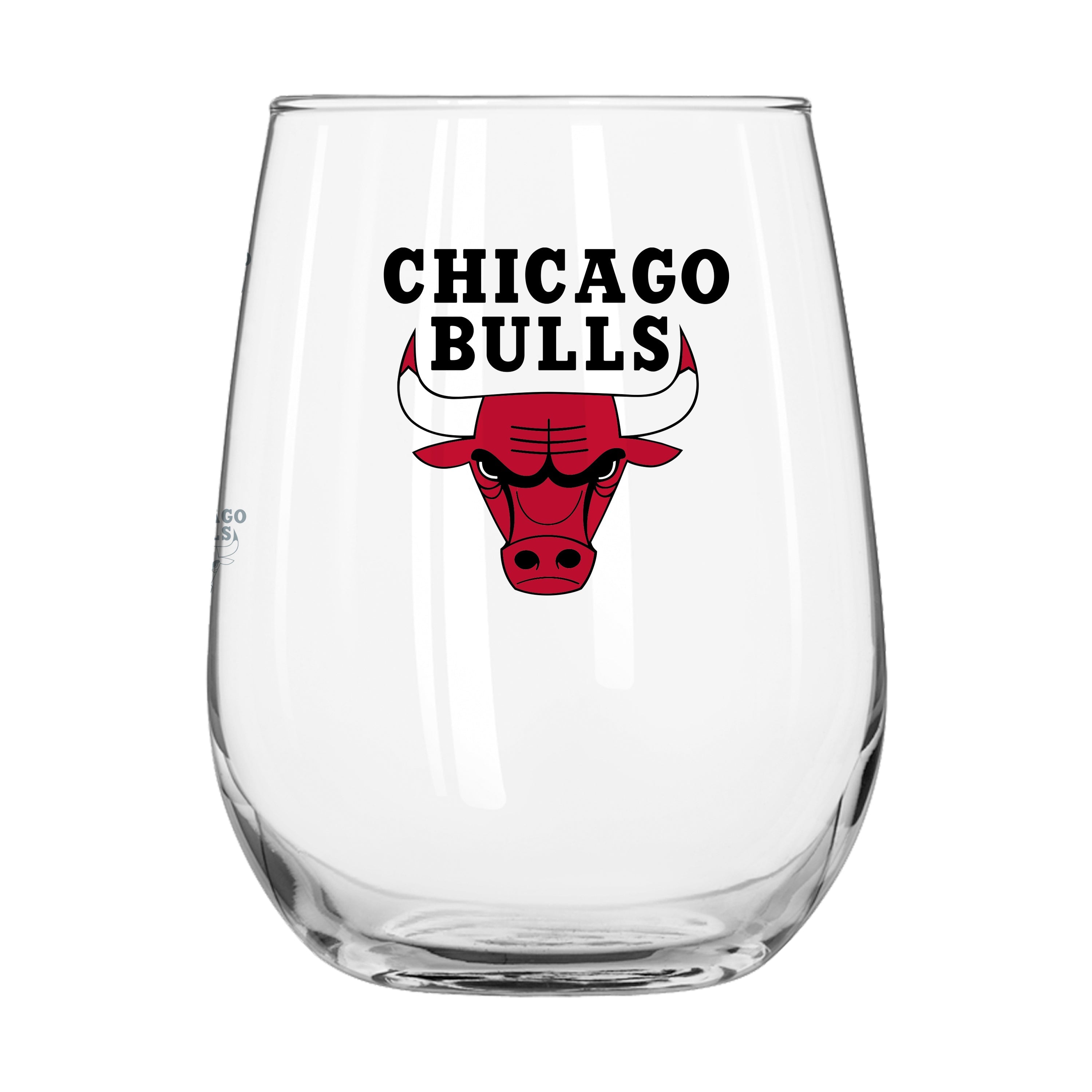 Chicago Bulls 16oz Satin Etch Curved Beverage Glass