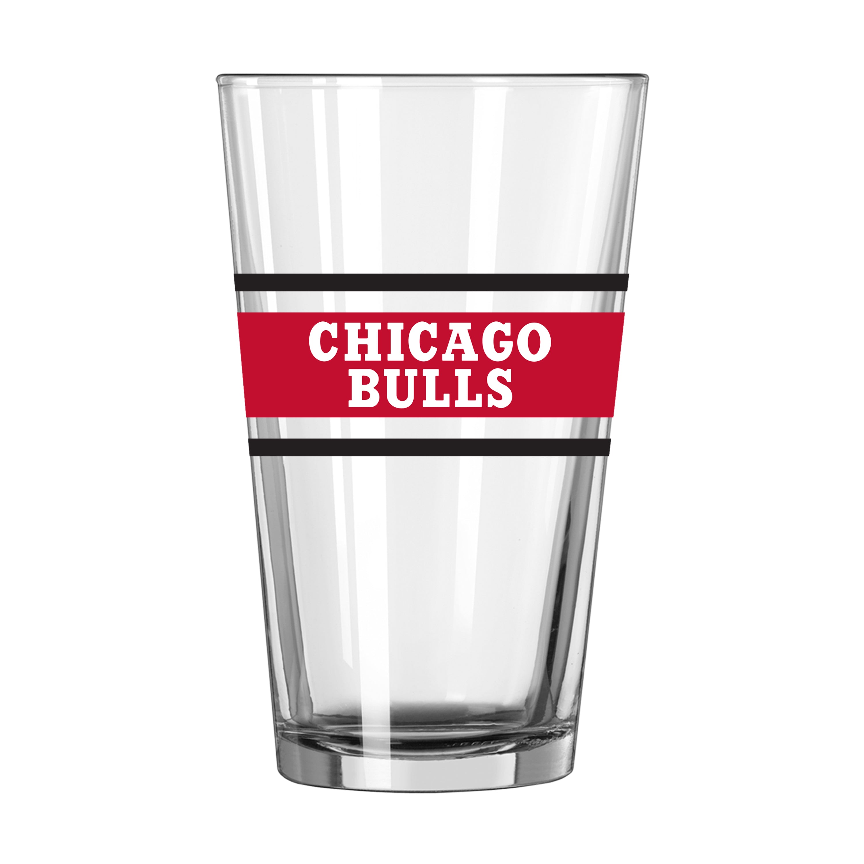 Chicago Bulls 16oz Stripe Pint Glass - Sports Gifts, Sports Memorabilia, Sports Collectibles, Fan Shop