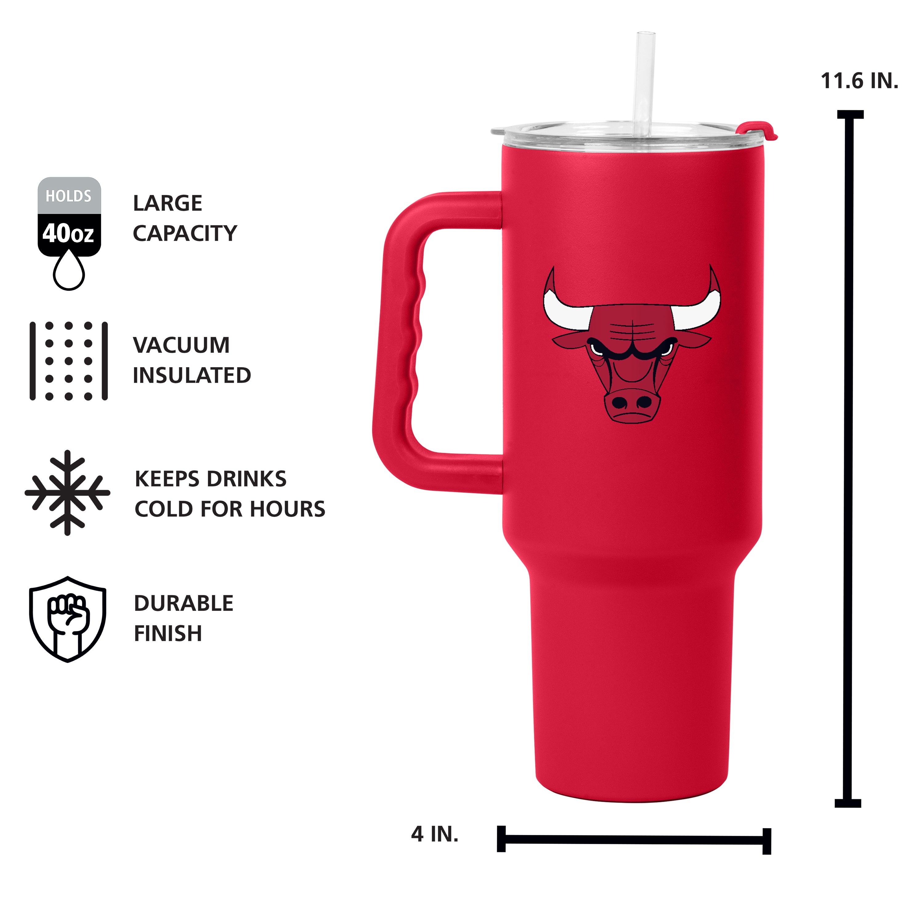 Chicago Bulls 40oz Flipside Powder Coat Tumbler - Sports Gifts, Sports Memorabilia, Sports Collectibles, Fan Shop
