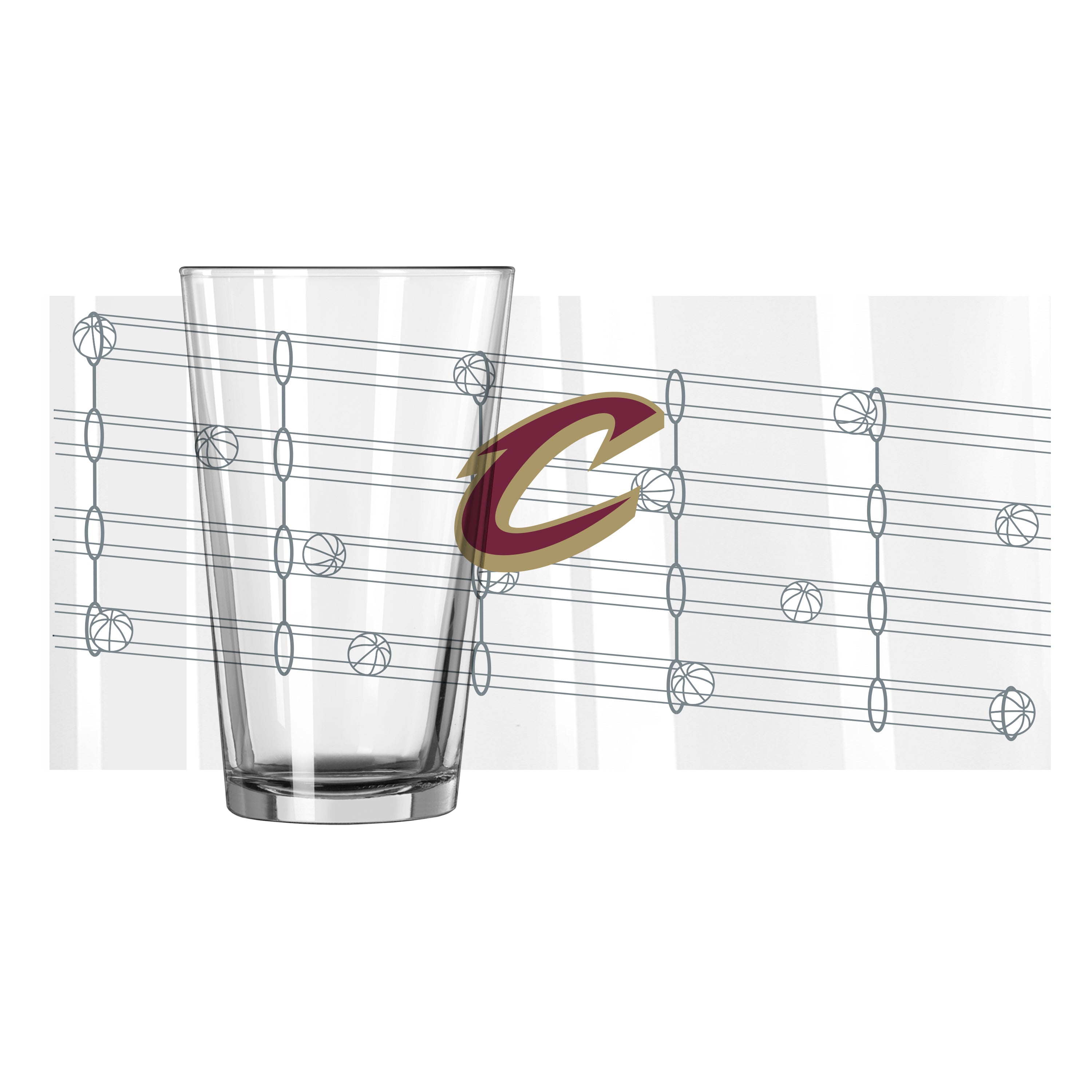 Cleveland Cavaliers Ball Run 16oz Pint Glass - Sports Gifts, Sports Memorabilia, Sports Collectibles, Fan Shop