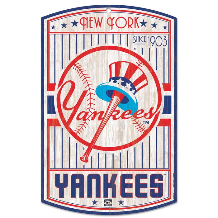 New York Yankees Cooperstown Wood Sign 11" x 17" 1/4" thick - Sports Collectibles, Sports Memorabilia, Sports Fan Shop, Sports Gifts