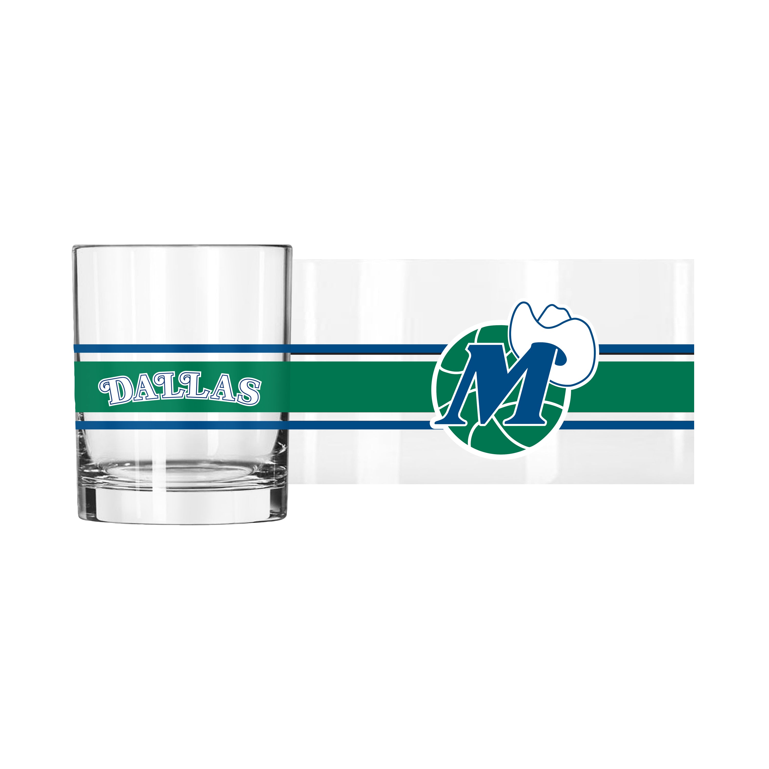 Dallas Mavericks 14oz Vintage Stripe Rocks Glass - Sports Gifts, Sports Memorabilia, Sports Collectibles, Fan Shop
